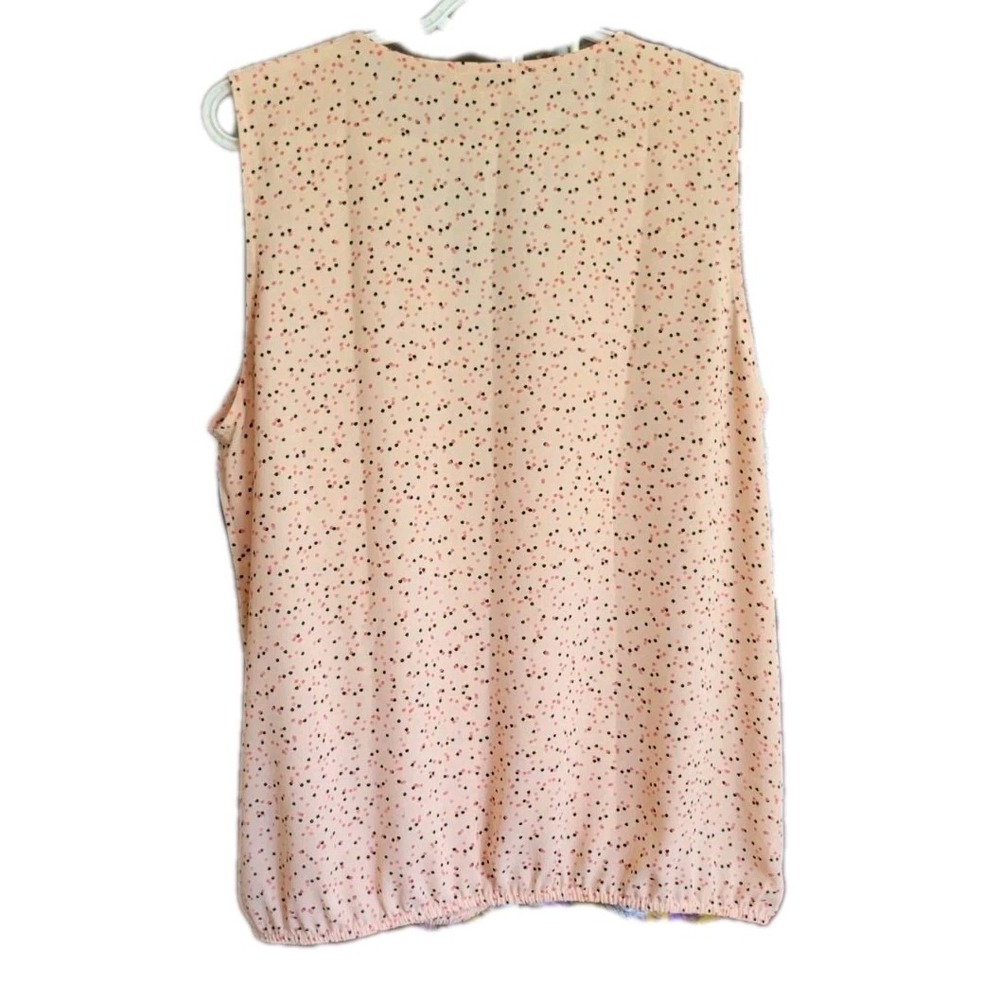 LOFT Peach Sleeveless V-Neck Blouse with Black Dot Print - Picture 3 of 3
